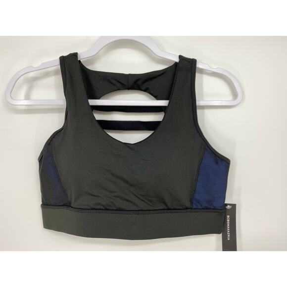 BCBGMAXAZRIA Black Perry Blue Sports Bra NEW Large - Picture 1 of 8